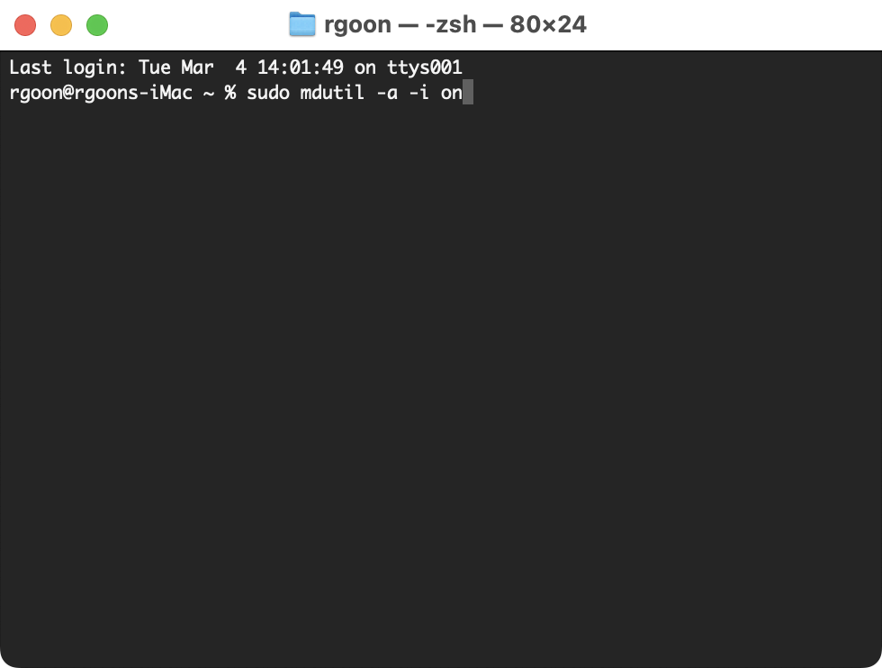 Spotlight Troubleshooting Via the Terminal